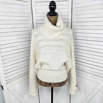 Moda International Vintage Sweater Womens Medium Cream Cowl Neck Bell Sleeve • $50