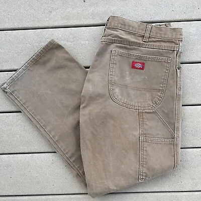 Dickies Tan/Beige Carpenter Work Pants Size 36x32 Men Distressed Painter Pant • $24.99