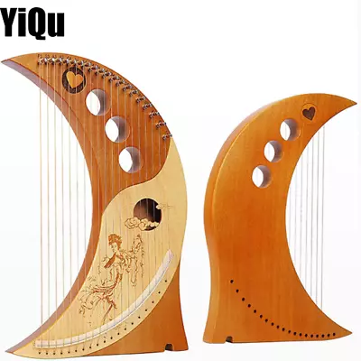 19 String Moon Harp Lyre Mahogany Nylon With Tuning Wrench With Technical Manual • $75.49