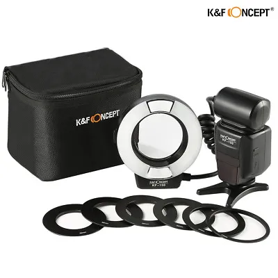 K&F Concept E-TTL Macro Ring Light Flash Speedlite+6pcs Adapter Rings For Canon • $164.99