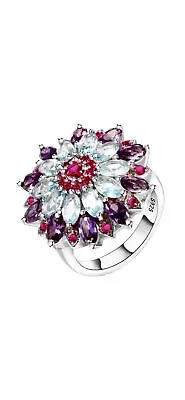 925 Sterling Solid Silver Ladies Ruby /Amethyst Ring - Size Q - Weighs 7.09Grams • £19.49