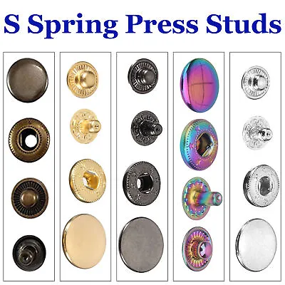 S Spring Press Studs 4 Parts Set Snap Fasteners For Leather Jacket Handbags Coat • £3.79