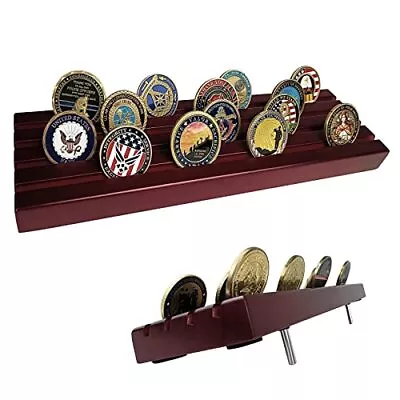 Military Challenge Coins Display Holder Solid WoodChallenge Coin Stand Holds... • $27.56