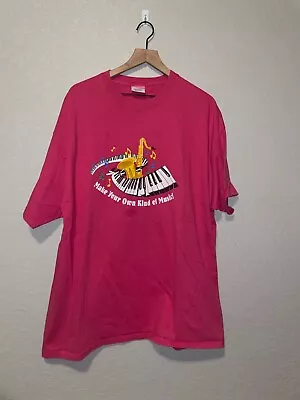 Y2K Make Your Own Kind Of Music Graphic Pink Piano Shirt 2000s 2XL XXL • $15