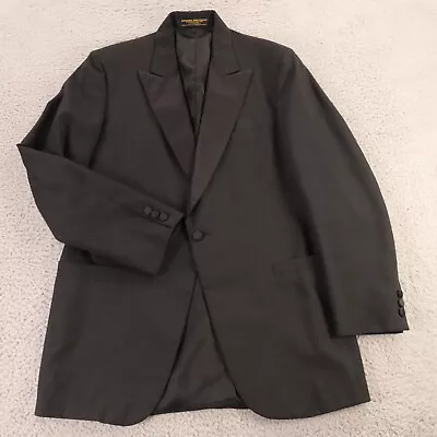 VINTAGE Brooks Brothers Tuxedo M Black 100% Worsted Wool Jacket Blazer USA 41R • $43.99