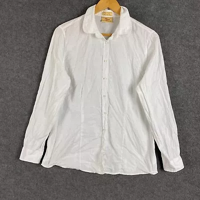 RM Williams Button Up Shirt Womens 14 White Semi Fitted Santa Fe Long Horn • $29.95