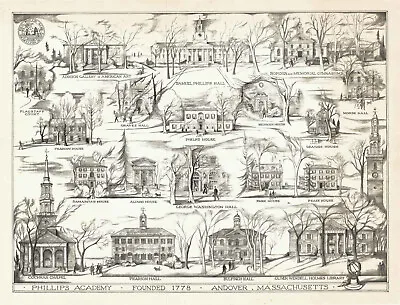 MidCentury Map Of Phillips Academy Andover Massachusetts Wall Art Poster Print • $13.95