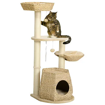 PawHut Cat Tree Activity Centre With Cattail Fluff Bed HouseRefurbished • £42.99