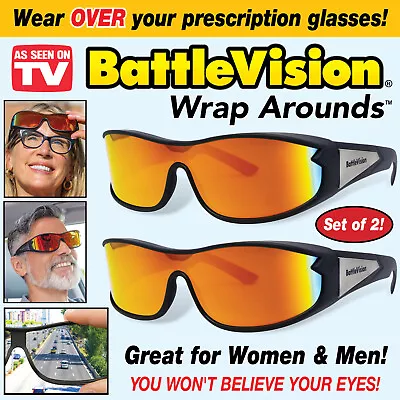 BattleVision Wrap Arounds Polarized Sunglasses Fit Over - Free Shipping • $16.99