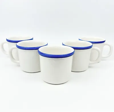 5 Vintage Marimekko Pfaltzgraff Blue Band Flat Cups Good Condition Hard To Find • $84