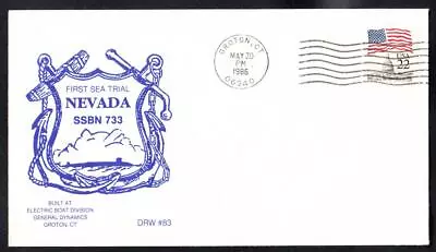 Submarine USS NEVADA SSBN-733 FIRST SEA TRIALS Naval Cover B6362 • $3.95