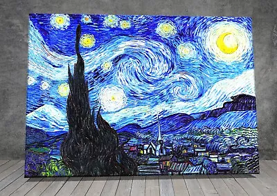 Van Gogh STARRY NIGHT LANDSCAPE CANVAS PAINTING ART PRINT 704 • £6.94