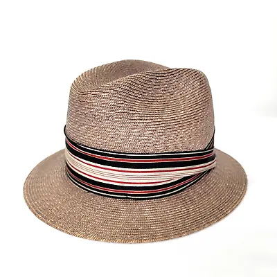 Vintage Bianchi Cappelli Straw Fedora Hat Mens Band Genuine Flicker Milan 7 1/8 • $28.99