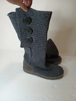 Ugg Cardy Dark Grey Knitted Boots Size 7 • $18.99