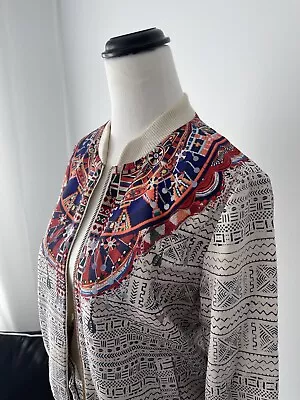 Camilla Lost Paradise Printed Stretch Bomber Jacket Embellished Size M RRP $429 • $50