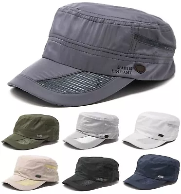 Men's Classic Summer Army Hat Military Cadet Patrol Style Brim Spring Summer Cap • $13.99