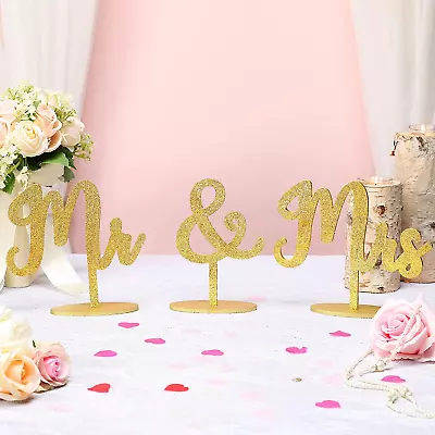3 Pieces Mr And Mrs Sign For Wedding Table Wooden Letters Vintage Rustic Mr And  • $15.17