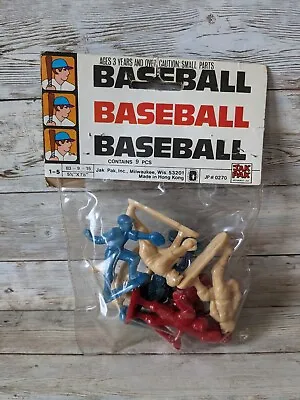 Vintage Plastic Baseball Player Figures Original Package Jak Pak 1980s • $12