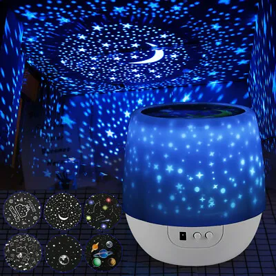 Rotating LED Night Light Projector Kids Ceiling Star Sky Moon Baby Bedroom Gift • £12.98