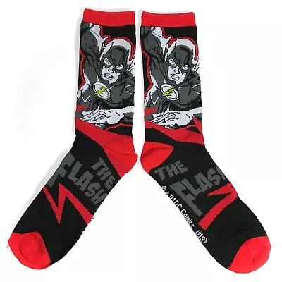 THE FLASH SOCKS Dc Comic Gray Red Black White Big Logo Retro MEN ADULT CREW OSFM • $2.25