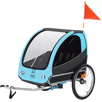 VEVOR Child Bike Trailer Foldable 2 Seater Trailer Double Kids Carrier 110 Lbs • $189.99