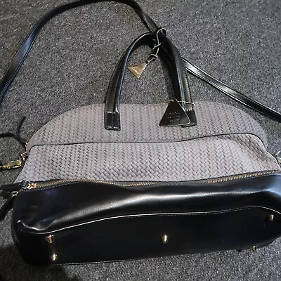 L.credi Genuine Leather Black & Grey 2 Section Handbag • £16.99