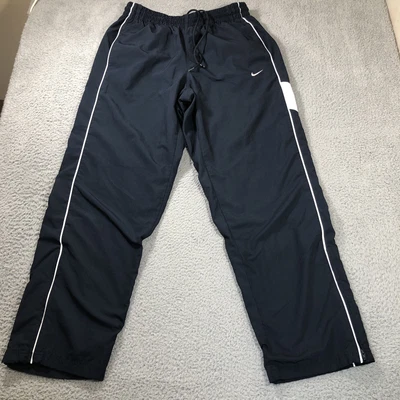 $18.93 • Buy Nike Track Pants Mens L Navy Jersey Lined Nylon Ankle Zip Drawstring Pockets