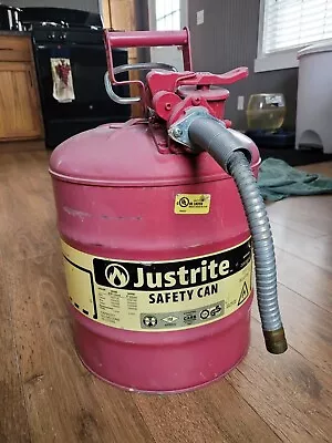 Justrite 7250120 Type II AccuFlow 5 Gallon Gasoline Safety Can • $55.95