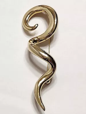 Vintage Gold Tone Squiggle Swirl Abstract Brooch Lapel Pin • $4.50