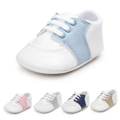 Newborn Baby Christening Sneakers Girls Boys Pram Shoes PreWalker Soft Trainers • £5.79
