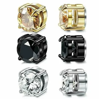 Stainless Steel Magnetic Stud Earrings For Womens Mens  Non-Piercing Clip On • $7.05