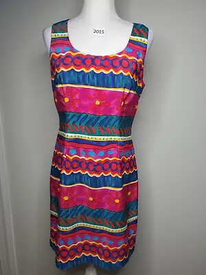 Vintage Jessica Howard Sleeveless Sheath Dress Colorful Geometric Print Size 10  • $29.98