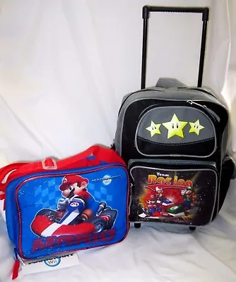 Super Mario Brothers Mario Kart Wii Rolling 12  Adjustable Backpack + Lunchbox-3 • $89.99