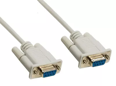 2M Metre 9 Pin Null Modem Cable Lead Plug RS232 DB9 Serial Comm Female To • £2.89