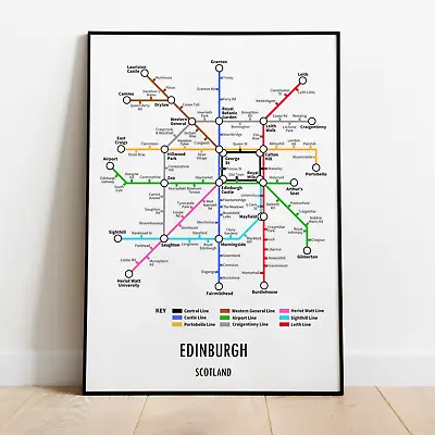 Edinburgh Scotland Underground Style Transport Art Map Print A3 A4 • £43.95