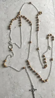 Habit Rosary  Beads Obsidian Waist Wall Cross Crucifix Catholic 64   • $36.99