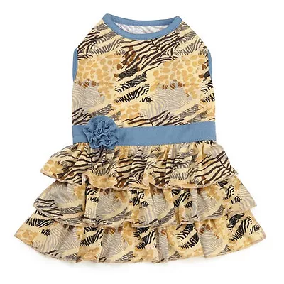 Zack & Zoey Wild Savannah Tiered Dog Dress Jungle Safari Print Pet Dogs Clothing • $17.99