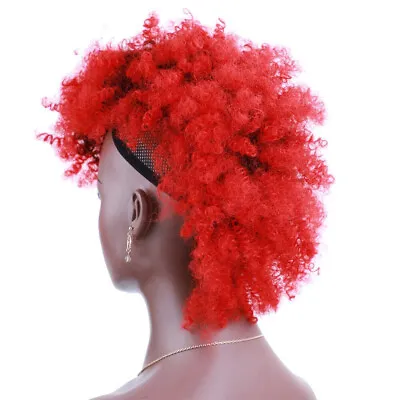 Afro Mohawk Puff Kinky Curl Wigs Women's Colorful Synthetic Clip In Hairpiece • $32.84