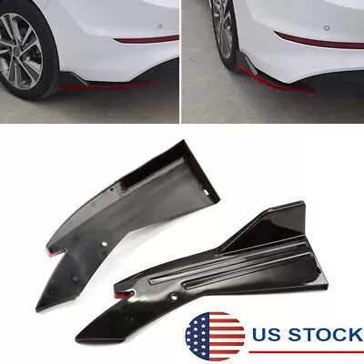 2Pcs Car Rear Bumper Spoiler Lip Angle Splitter Diffuser Black & Red Anti-crash • $47.99