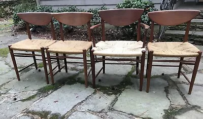 MCM Set Of 4 Danish Teak Dining Chair By Peter Hvidt For Soborg Mobelfabrik 1950 • $2200