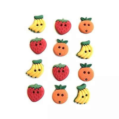 Mini Bananas | Strawberry Buttons | Summer Fruit Buttons - 12 Pcs (nmbgtp4342) • $6.95