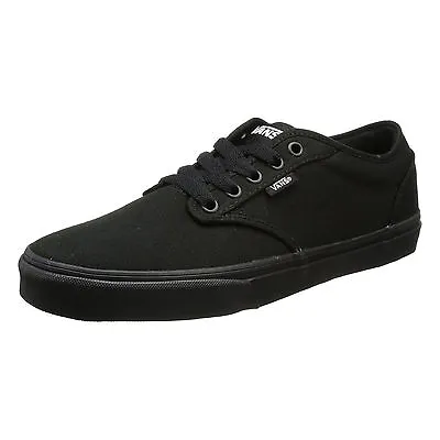 VANS Atwood Mens Canvas Skater Trainers Plain Shoes Lace Up Plimsolls Black • £52.99