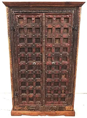 Huge Antique 1800s Indian Teak Armoire Cabinet Pantry  • $4495