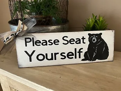 Bear Please Seat Yourself Bathroom Hanging Hand Painted Sign Camper Outhouse • $9.99