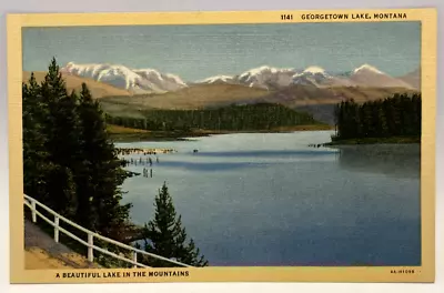 Georgetown Lake A Beautiful Lake In The Mountains Montana MT Vintage Postcard • $2.65