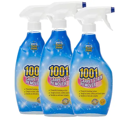 3 X 500ml 1001 Carpet Stain Remover Tough Stains Cleaner Powerful Foaming Action • £9.50