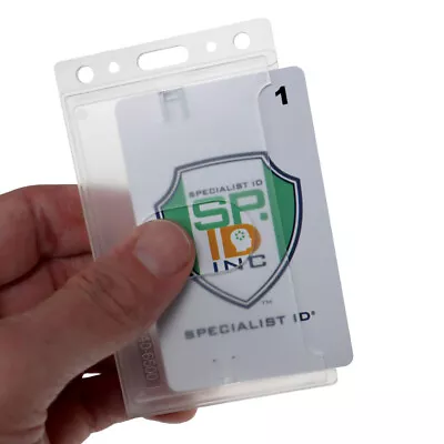 5 Pack - Premium Clear Hard Plastic Vertical Badge Holder By Specialist ID • $12.99