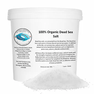 Pro Salt 100% Organic Dead Sea Spa-Bath Salt | Fine/Coarse Grades | Bags & Tubs • £7.99