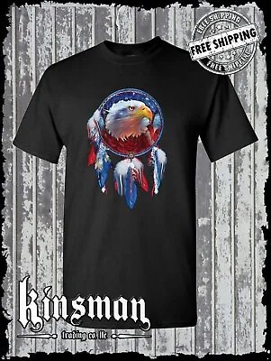 American Flag Eagle Indian Dreamcatcher T-Shirt Native American • $16.95