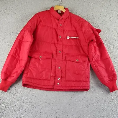 VINTAGE Kenworth Tractor Truck Puffer Jacket Men Medium Swingster Flaws Repair • $29.88